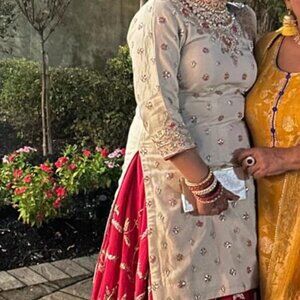 Ghagra Choli Red and White CUSTOM MADE